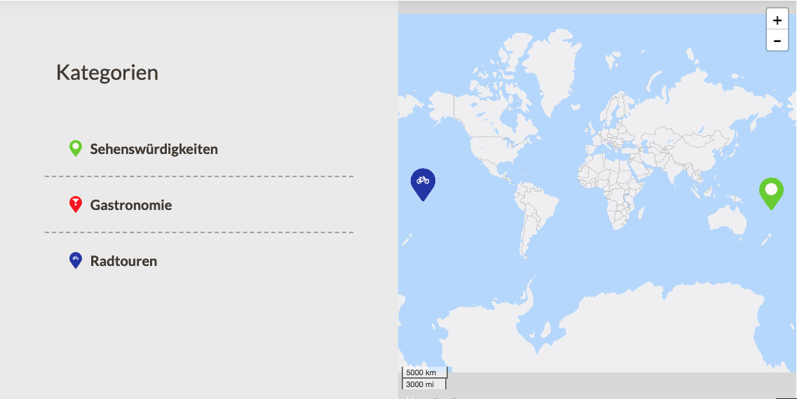 So sieht die alternative Menüdarstellung der Karte aus