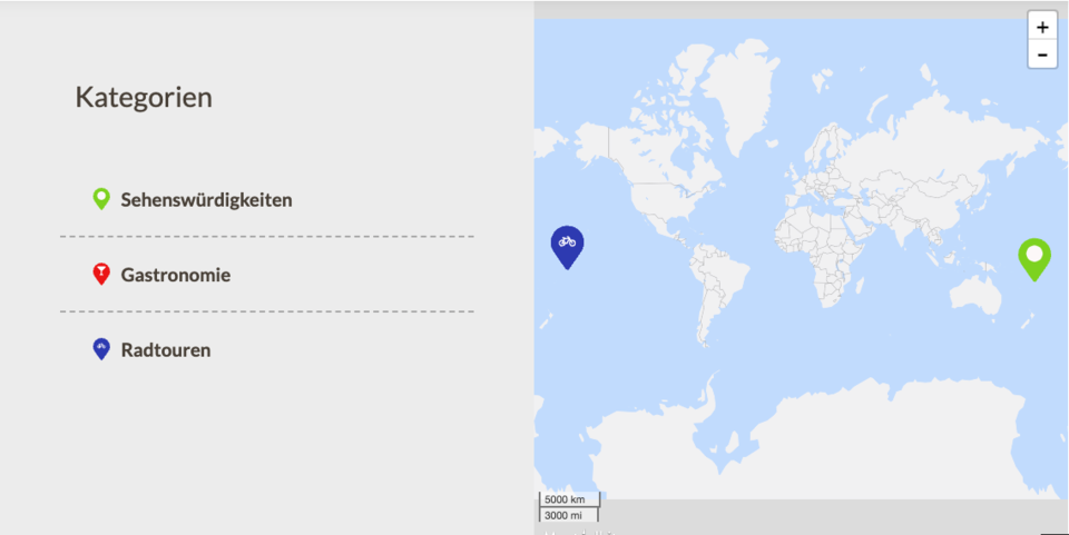 So sieht die alternative Menüdarstellung der Karte aus