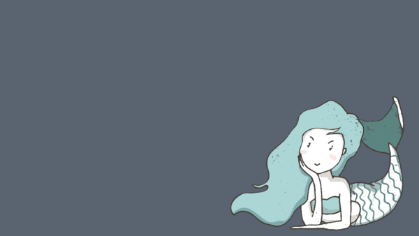 Eine Meerjungfrau vor blauem Hintergrund